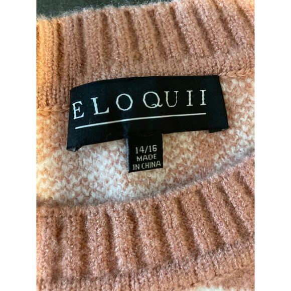 Eloquii NWT Brown White Squared Shoulder Crew Neck Pullover Sweater Sz 14 - Picture 7 of 12